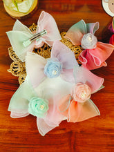 Flower in Bow Hair Clip in Multicolor Organza